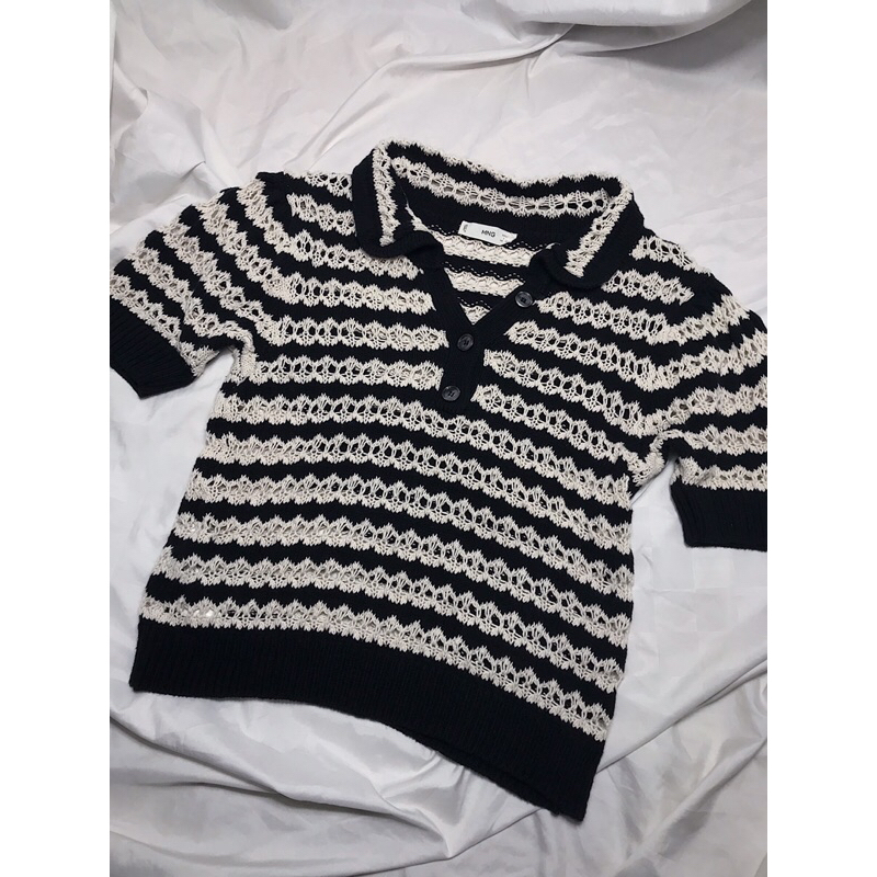 (Baju/Pakaian) Mango Knitted Top - Black/white | Perempuan | Pakaian Wanita | Knit | Rajut | Pakaian