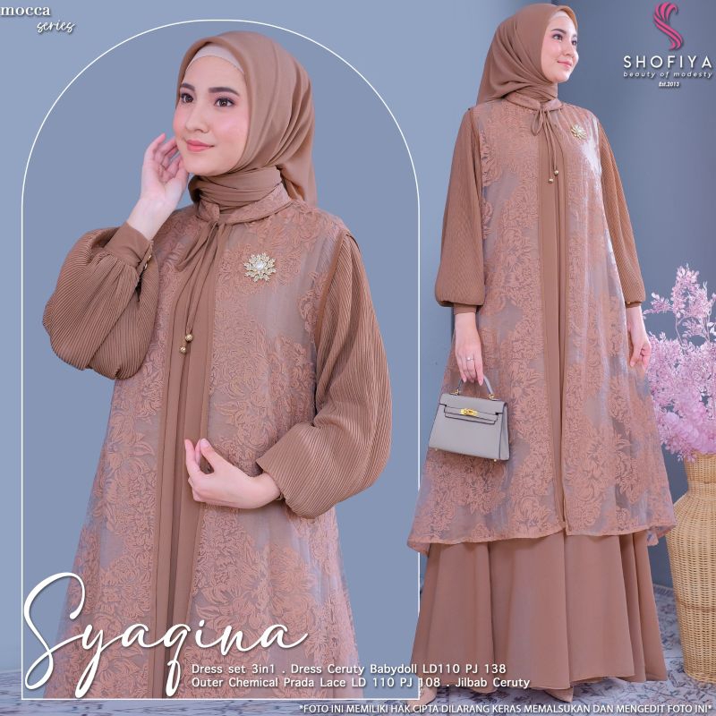 SYAQINA 3 in 1 (LD 110) Ori Shofiya By Shofiya / Dress Shofiya  / Gamis  Shofiya / original Shofiya 