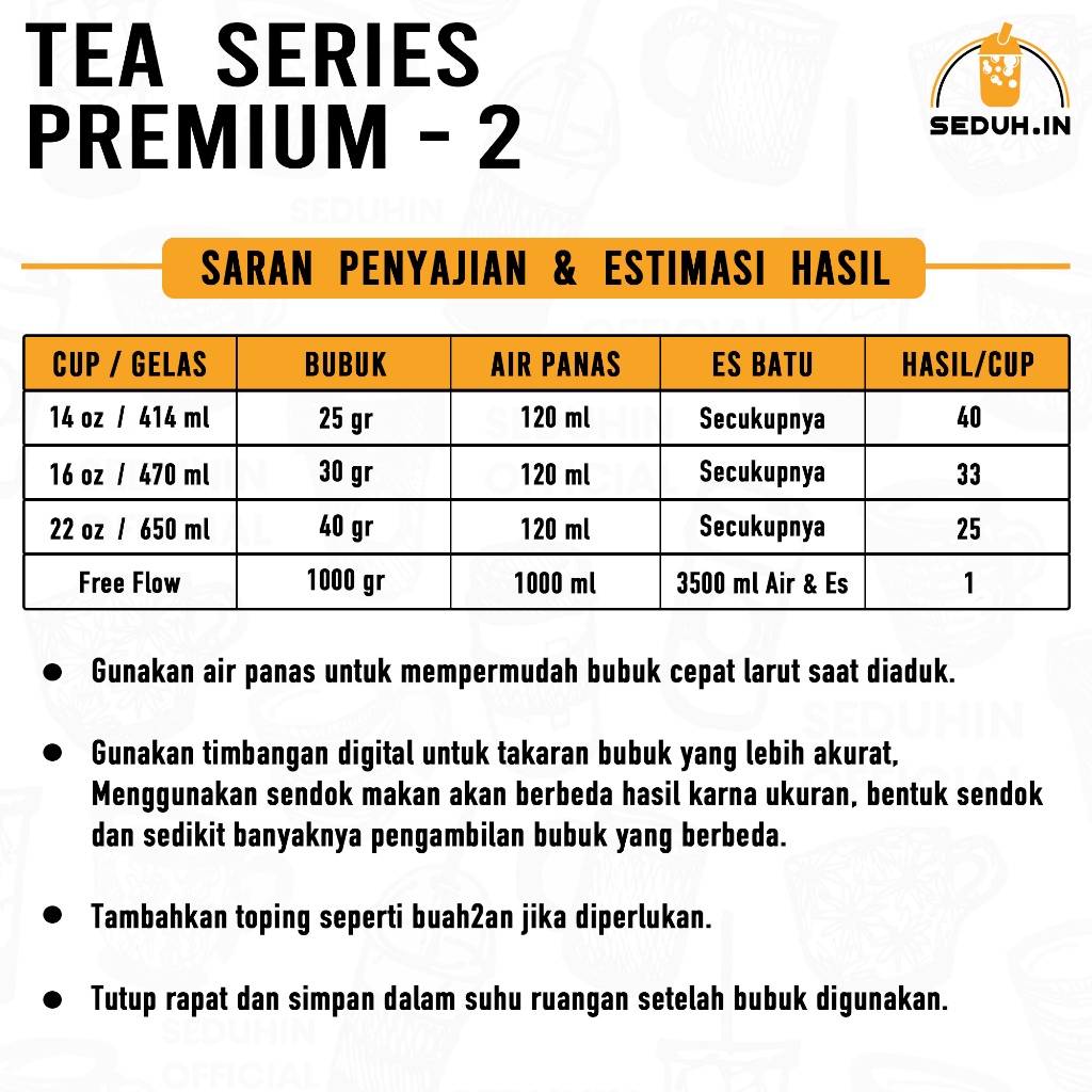 

Lemon Tea + Topping Selasih 1KG /Bubuk Minuman