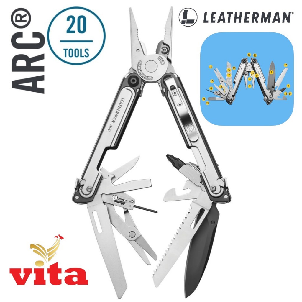 Pisau Surival Kit Terbaik LEATHERMAN ARC 20-Tools Premium MagnaCut Steel Blade