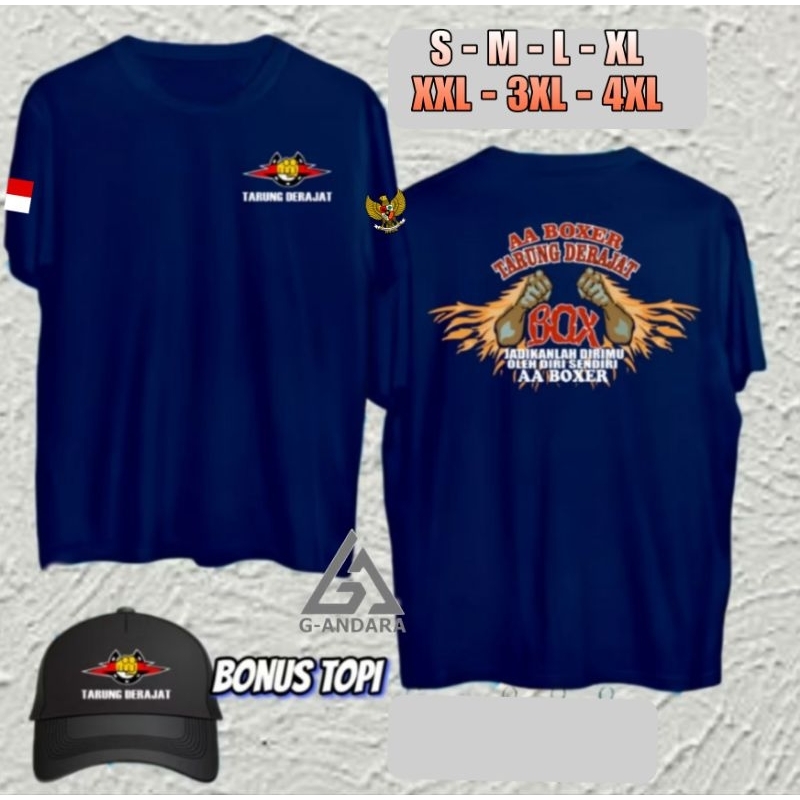 KAOS TARUNG DERAJAT AA BOXER KAOS DISTRO PRIA BONUS TOPI