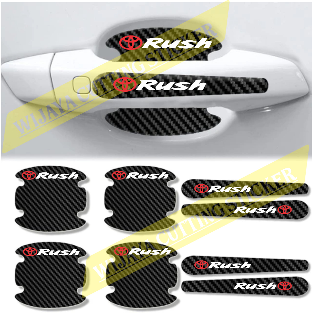8pcs stiker carbon pelindung gagang pintu mobil anti gores untuk mobil toyota rush