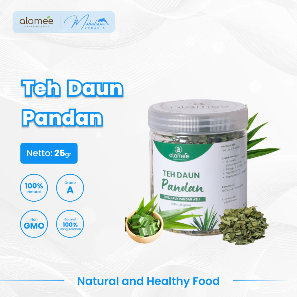 

ALAMEE Pandan Leaf Tea Teh Daun Kering Organik Toples Leaves Flower 25gr