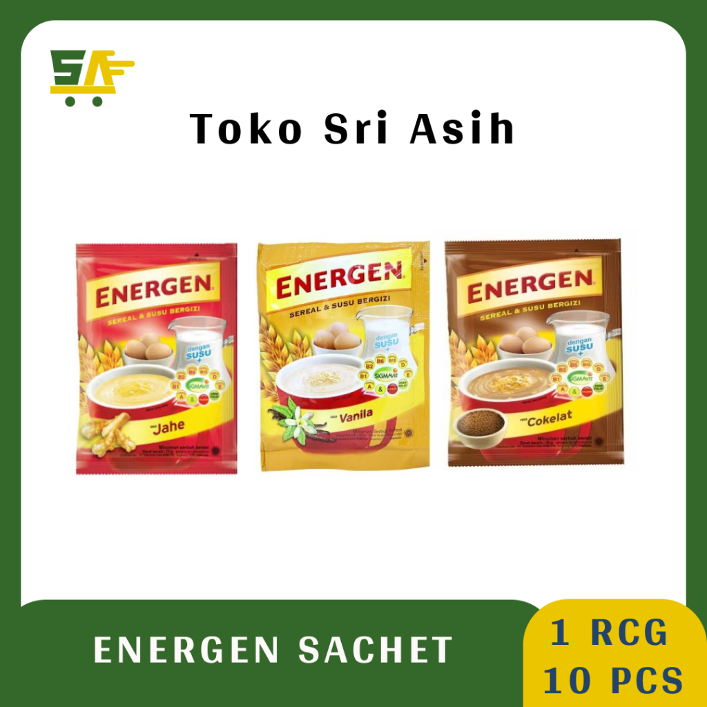 

Energen Susu Sereal Coklat, Vanilla, Jahe Sachet ( 1 Rcg Isi 10 Pcs) - Susu Coklat - Susu Sereal - Susu Renceng - Susu Sarapan