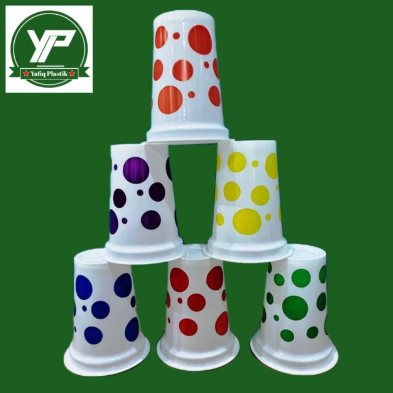 GELAS PLASTIK BOLA-BOLA / GELAS PLASTIK POLKADOT 200ml / GELAS PLASTIK KOPI GELAS PLASTIK TAHAN PANA
