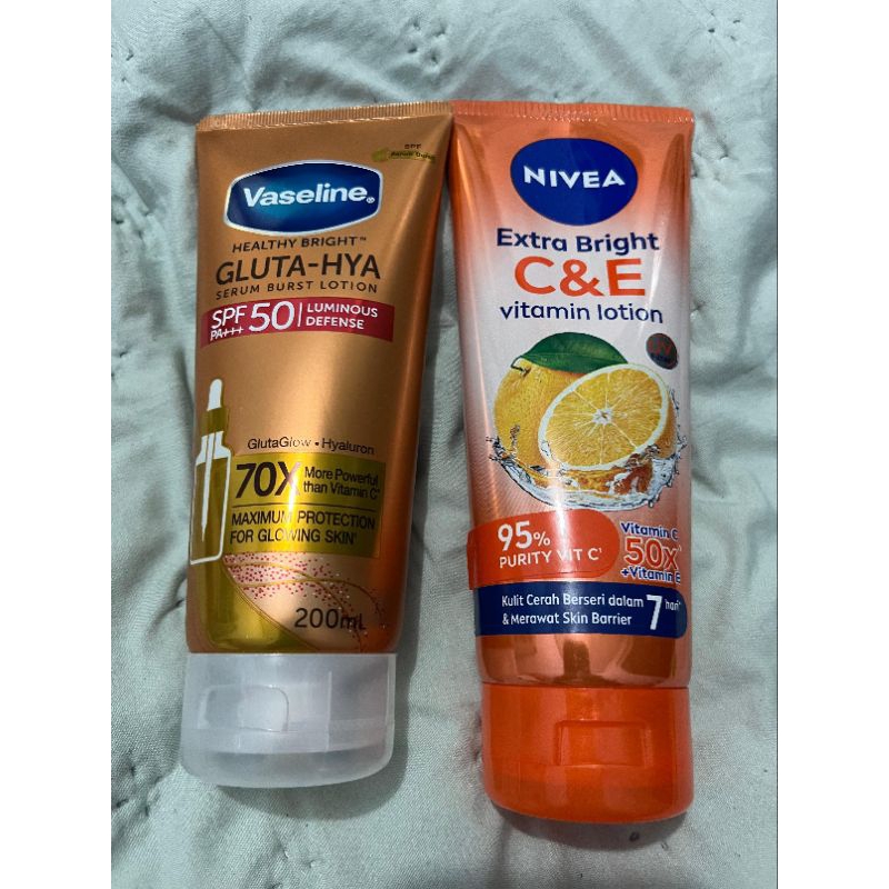 ORI 100% NEW Body Lotion Nivea Extra Bright C & E, Vaseline Gluta Hya
