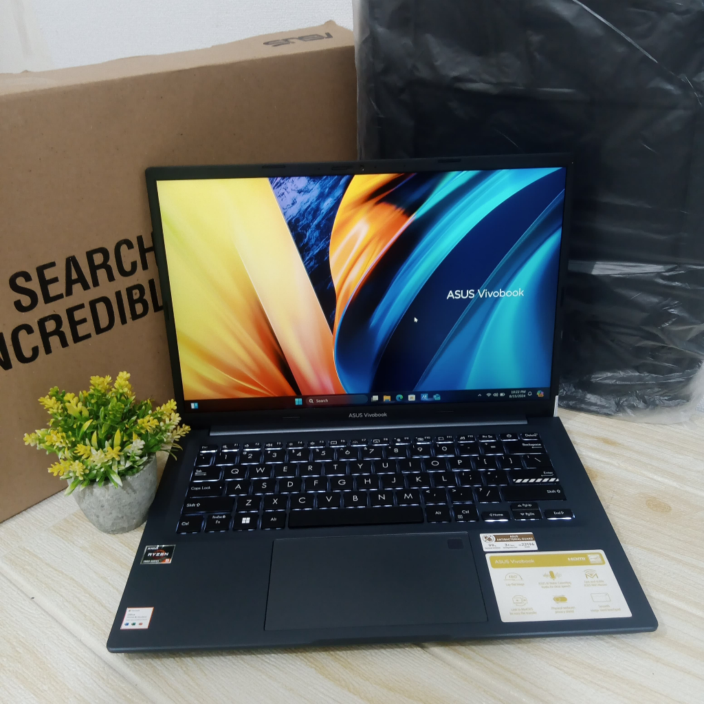 LAPTOP BARU ASUS VIVOBOOK M1403QA AMD RYZEN 5-5600H RAM 8GB SSD 512GB LAYAR 14"INCH-IPS GARANSI