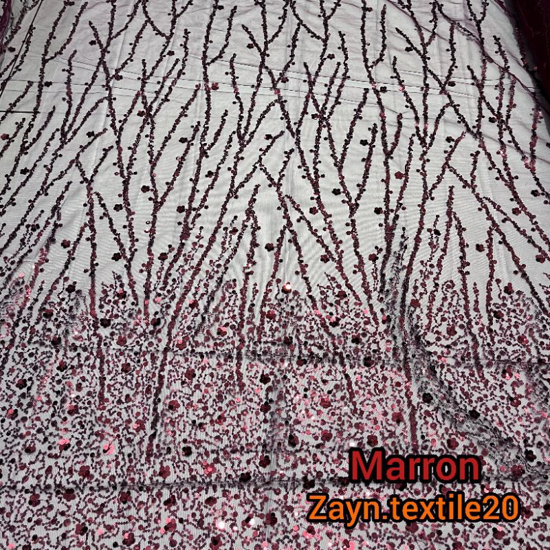 YZ4 Kain Tile Payet Sequin Salur Superlux / Payet Superlux / Harga Setengah Meter