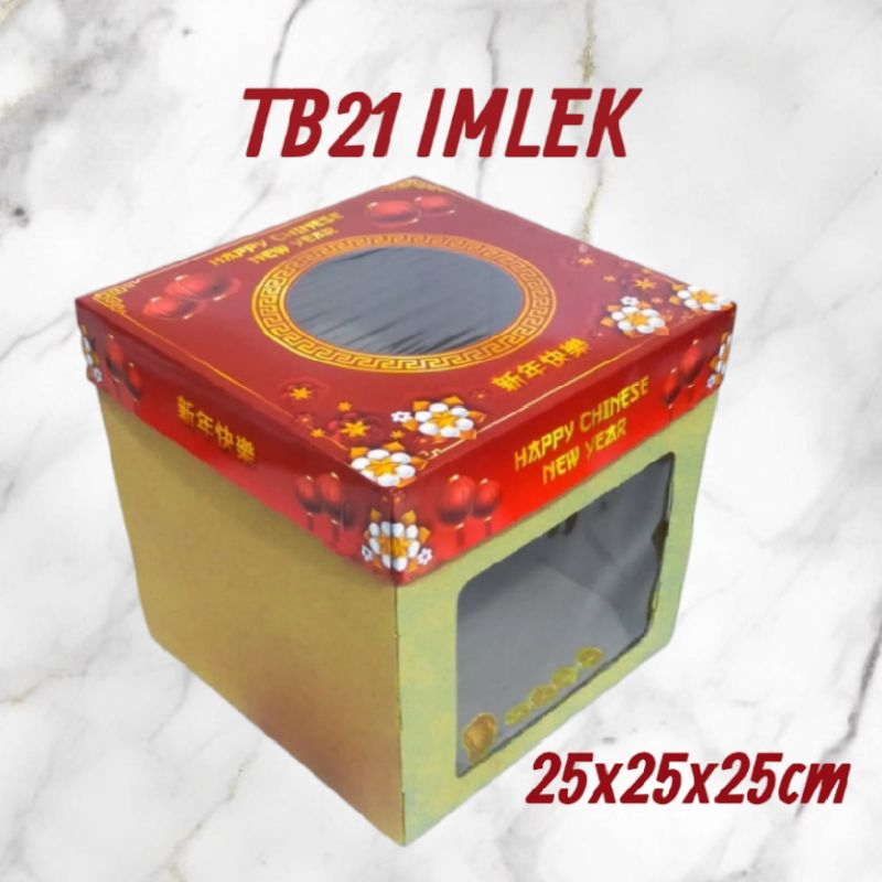

tb21 imlek - box kardus kotak kemasan makanan hampers merah jendela bawah coklat ukuran 25x25x25cm