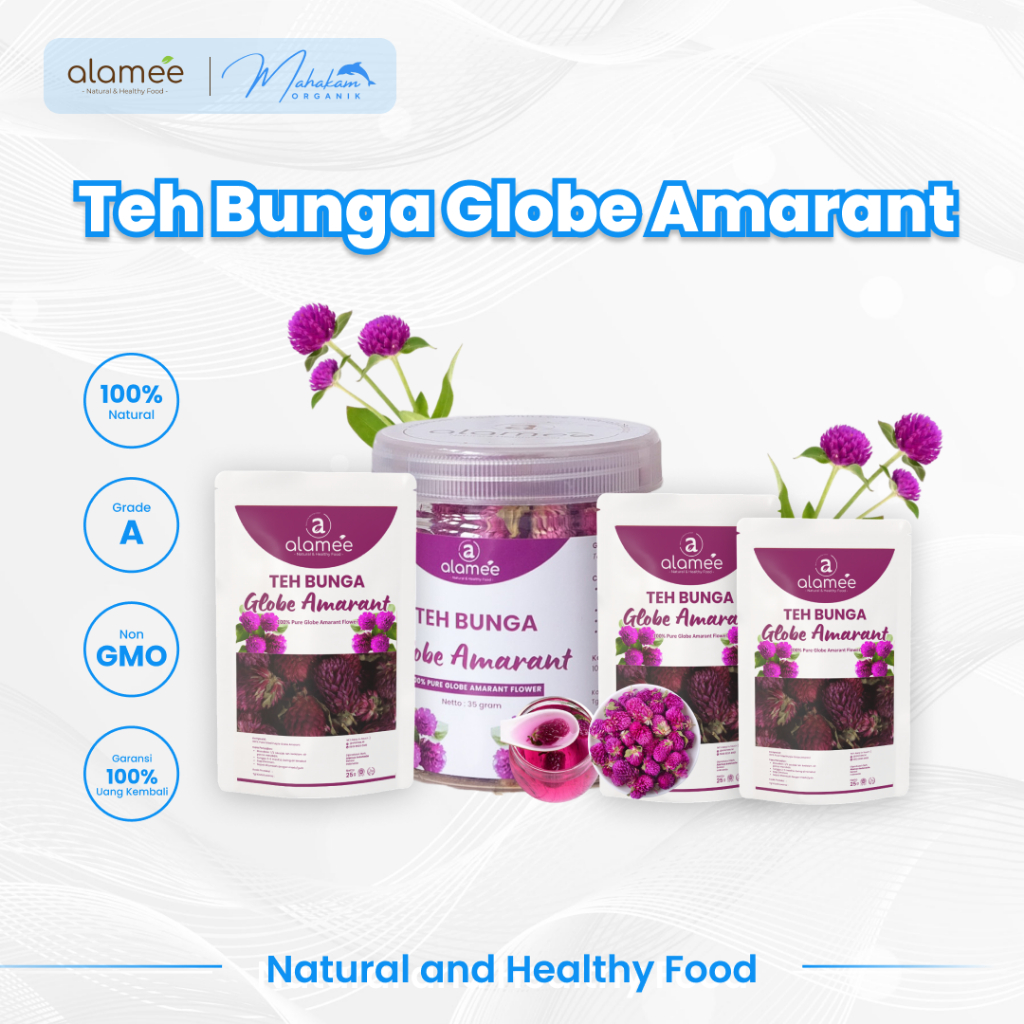 

ALAMEE Teh Bunga Globe Amaranth Tea Herbal Organik Kering Dried Flower Purple