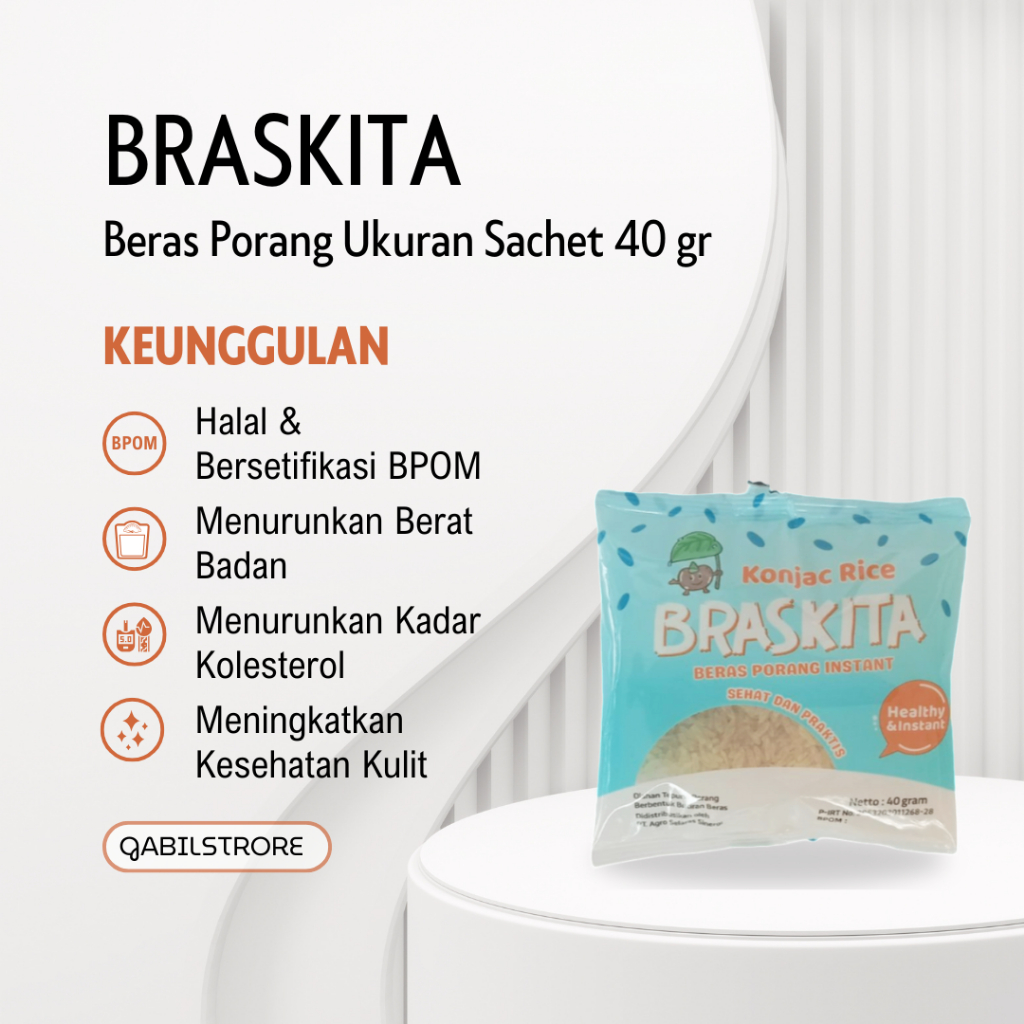 

Braskita Beras Porang 40 Gram x 1 Sachet Shirataki Konjac Nasi Sehat Diet Instan Rendah Gula Kalori