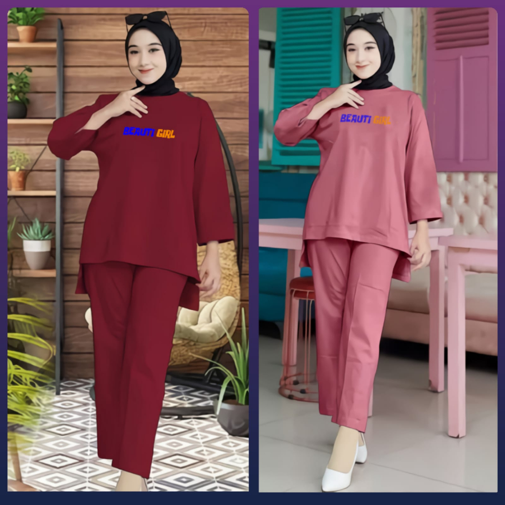 Charyatink - one setelan wanita kekinian fashion muslim style hijab setelan perempuan