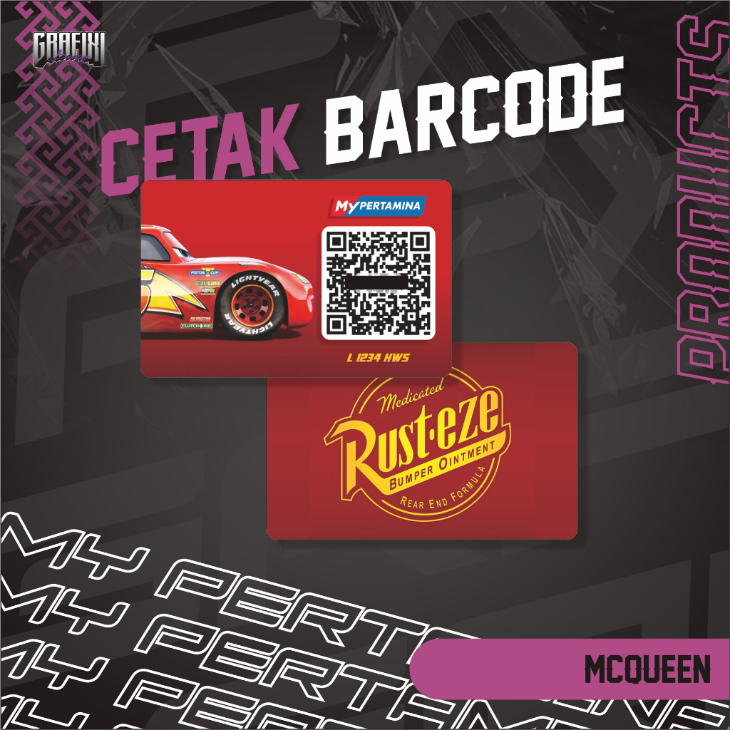 

CETAK BARCODE MY PERTAMINA KARTU PVC TEMA MCQUEEN CUSTOM 2 SISI