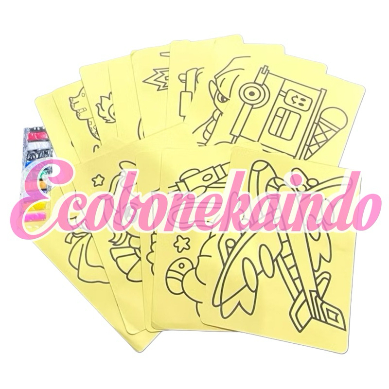 Kertas mewarnai per pcs melukis pasir ukuran besar mainan mewarnai pasir pasiran edukasi anak kertas