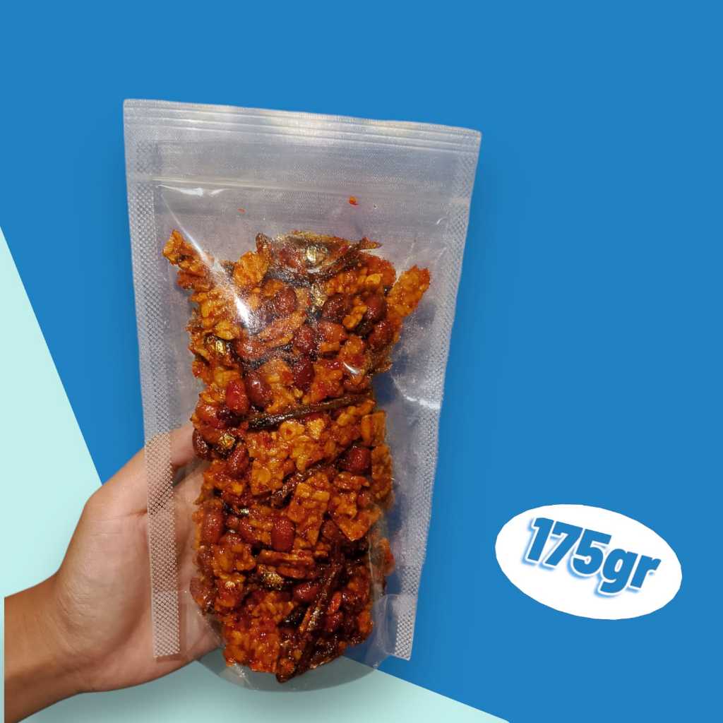 

Kering tempe orek teri kacang pedas manis enak 175gr