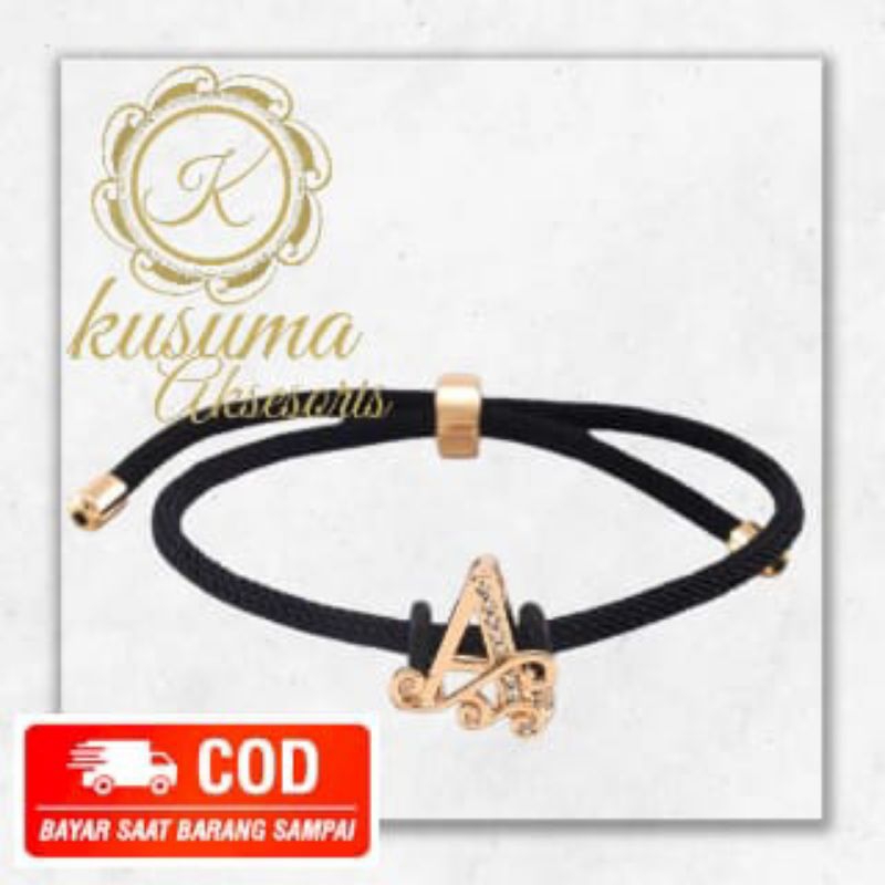 Gelang inisial Titanium | Gelang tali elegan | Gelang titanium Lapis emas