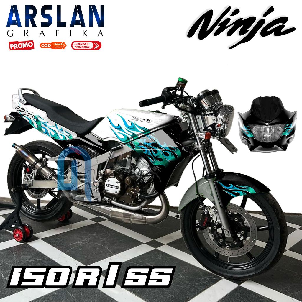 Stiker Ninja R 150 SS Old Full Body Decal Ninja 150 SS Full Body Variasi / Desain Flame