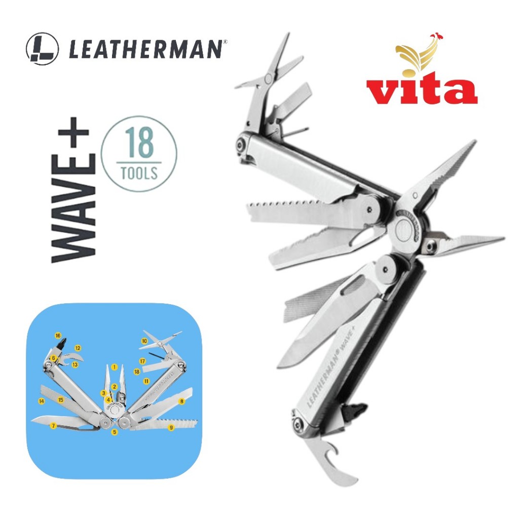 Pisau Surival Kit New Version LEATHERMAN WAVE+ 18 Tools Stainless Steel Blade