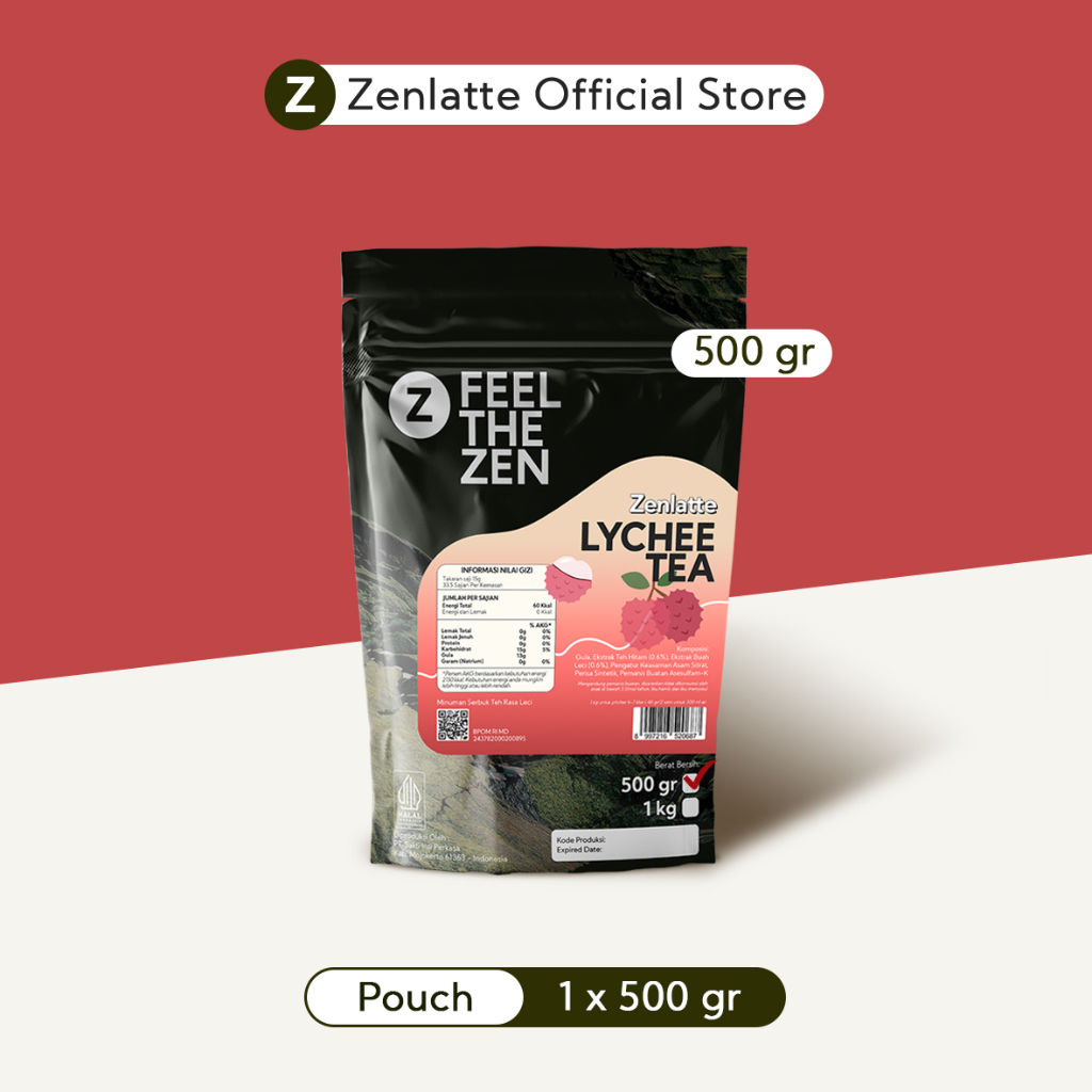 

Zenlatte Lychee Tea - Bag 500gr & 1kg | Lychee Tea Powder | Bubuk Lychee Tea