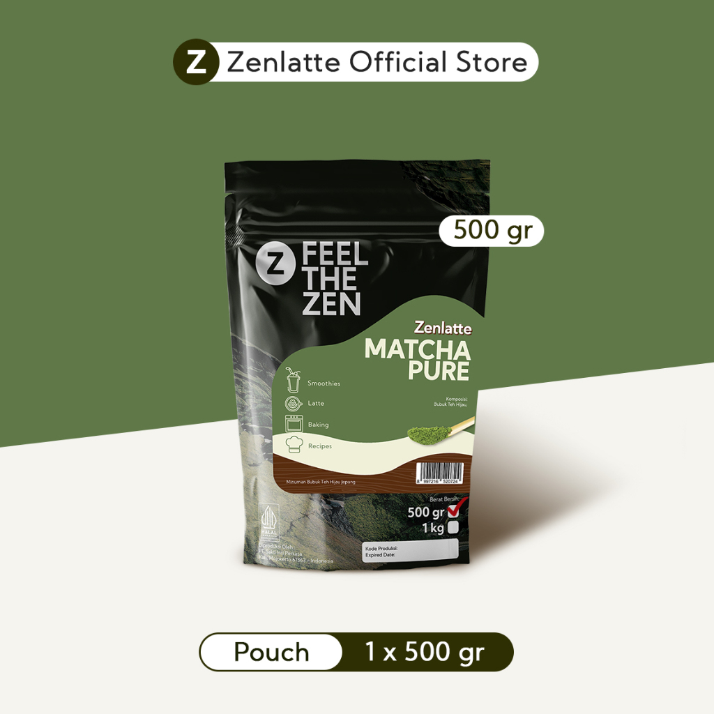 

Zenlatte Matcha Pure - Bag 500gr | Bubuk Matcha Pure | Matcha Pure Powder