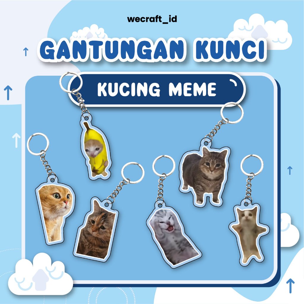 Gantungan Kunci Kucing Meme Keychain Gift Souvenir Mini Imut Kucing Meme