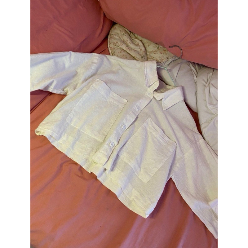 kemeja putih crop