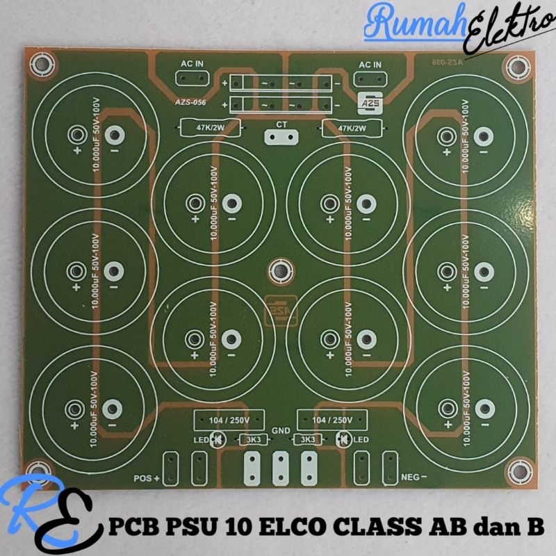 PCB PSU 10 ELCO CLASS AB dan B