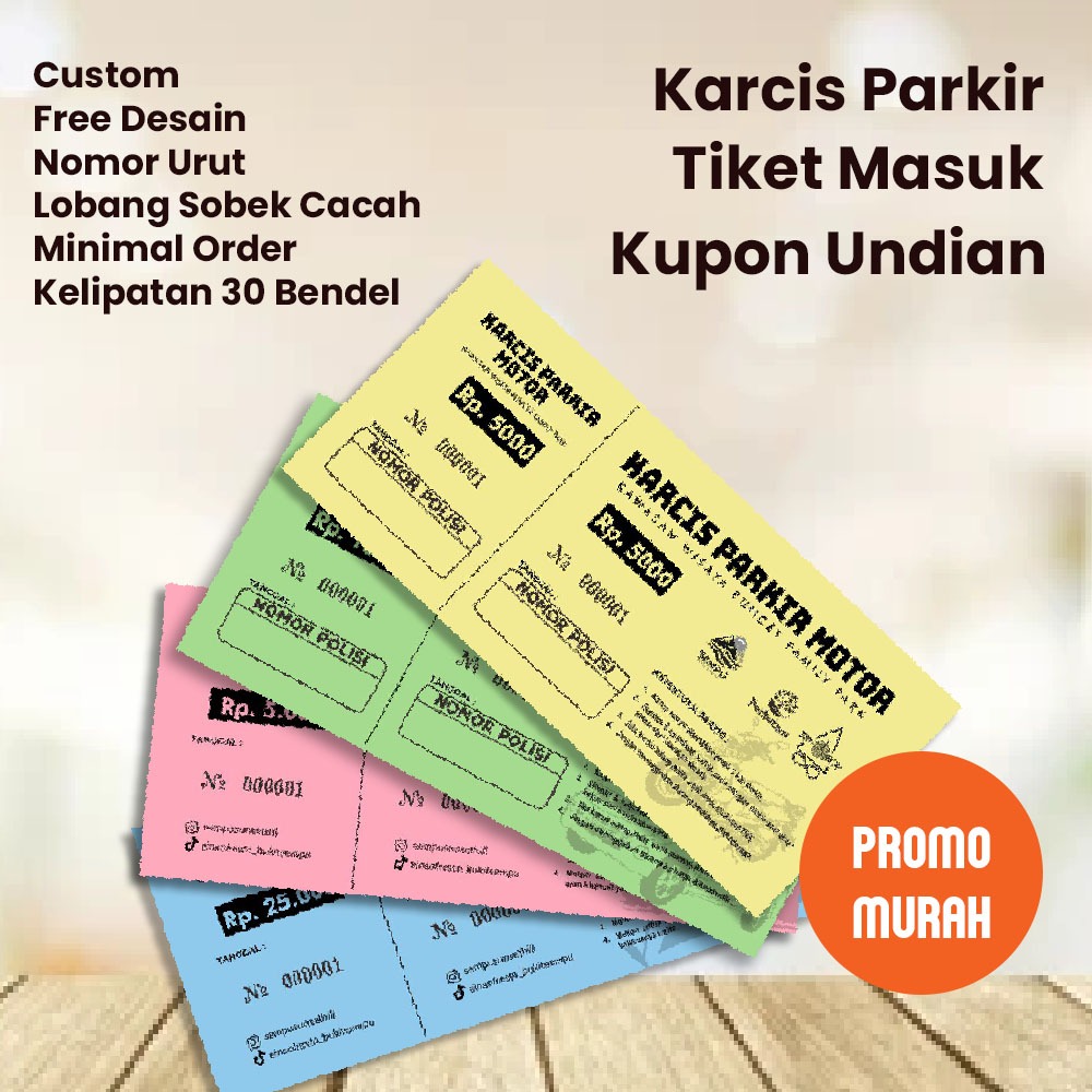 

KARCIS PARKIR / TIKET MASUK / KUPON CUSTOM / SWASTA DAN DINAS
