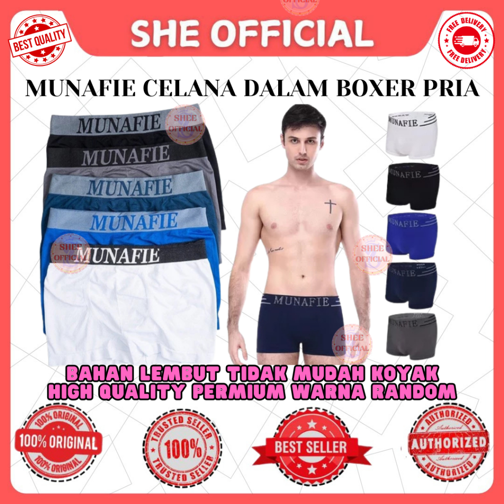 Munafie Celana Dalam Pria Sempak Boxer Pria Premium Original High Quality Tidak Mudah Robek Random
