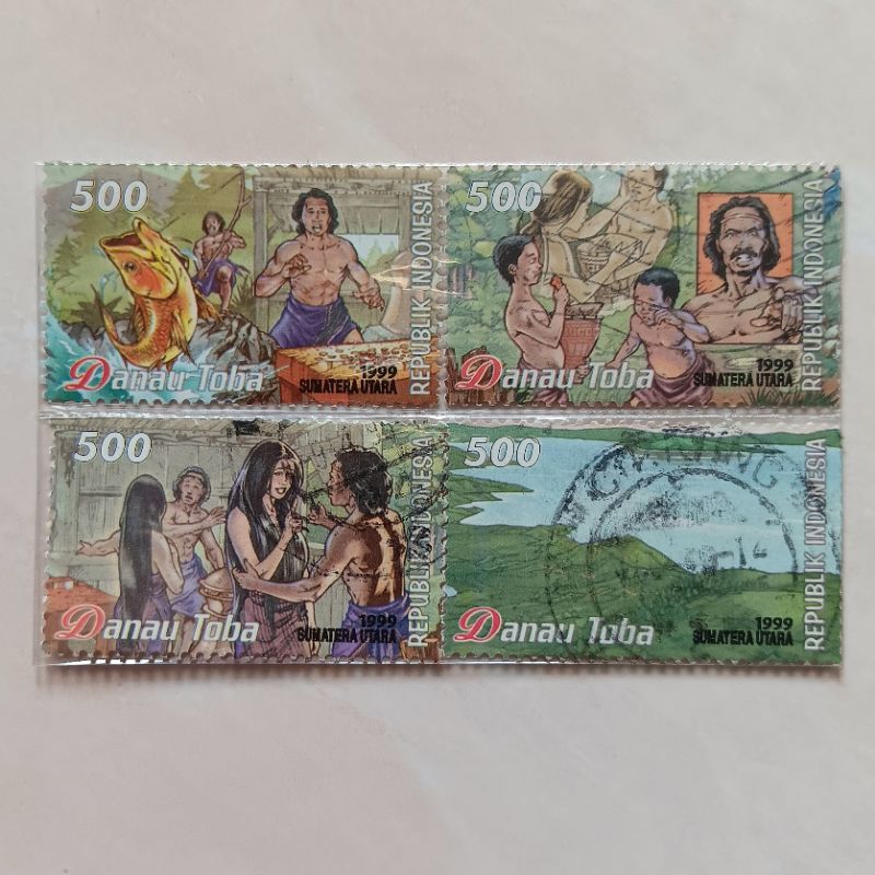 

(AC) Perangko Indonesia 1999 Cerita Rakyat Seri 2-Danau Toba Set 4 pcs Used