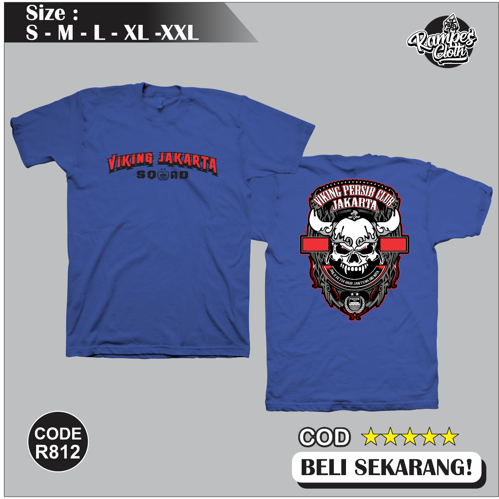 Kaos Distro Viking Jakarta - Kaos Persib - Kaos Viking Jakarta Cotton Combed 30s Premium R812