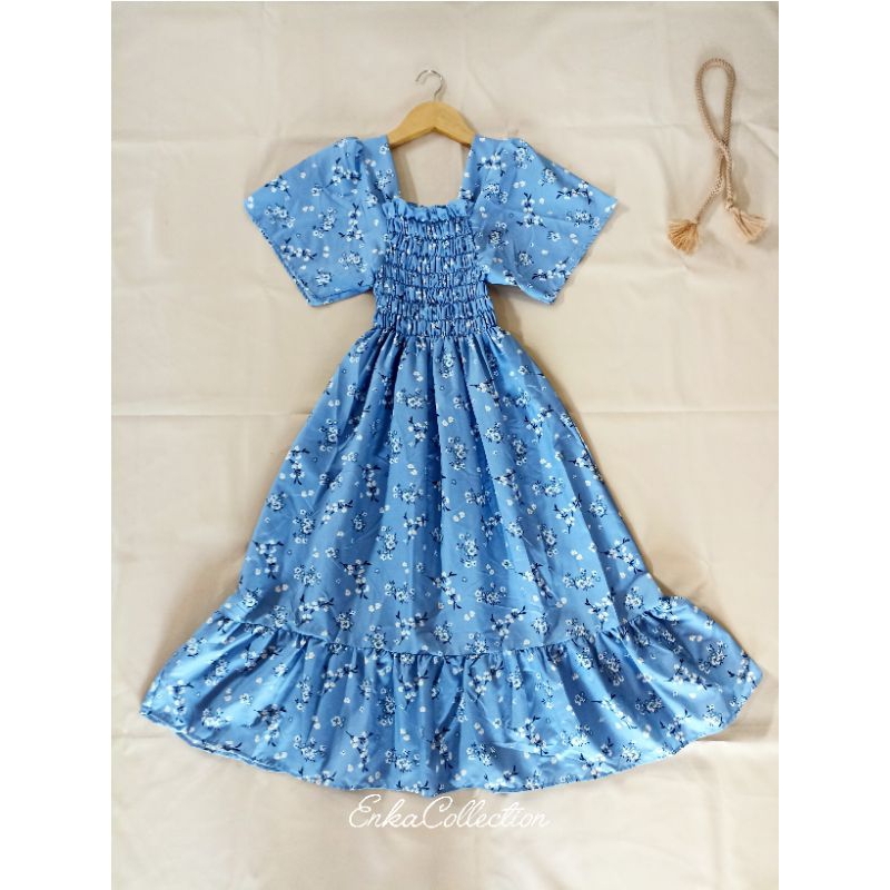 DRESS DASTER RUFFLE KERUT REMAJA/DEWASA MOTIF KEKINIAN