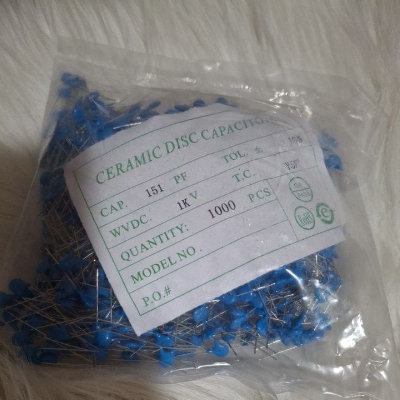 1.000 pcs Kapasitor keramik 151 1kv capacitor ceramic 150 pf 1 kv