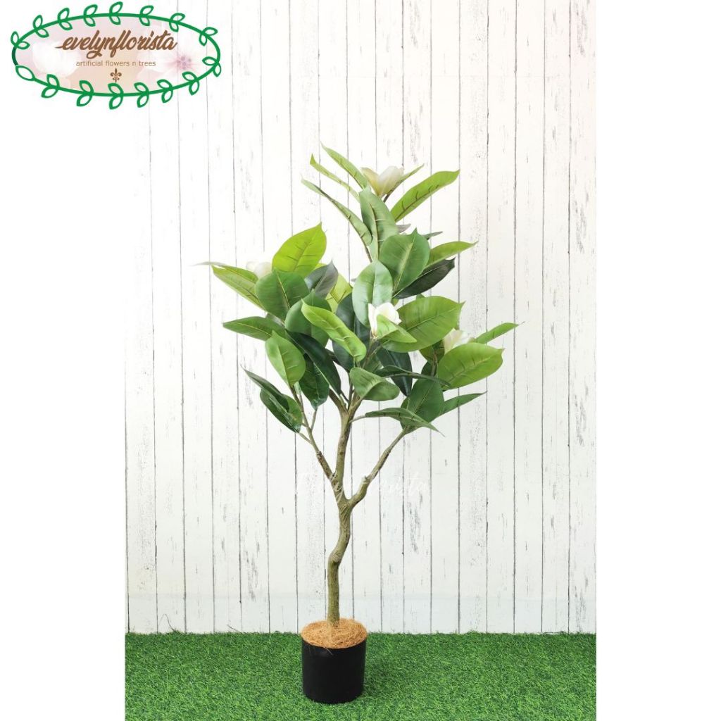 Pohon Hias Artificial Daun Magnolia Besar T120 Pot Dasar Dekorasi Ruang Tamu Hiasan Cafe Aesthetic