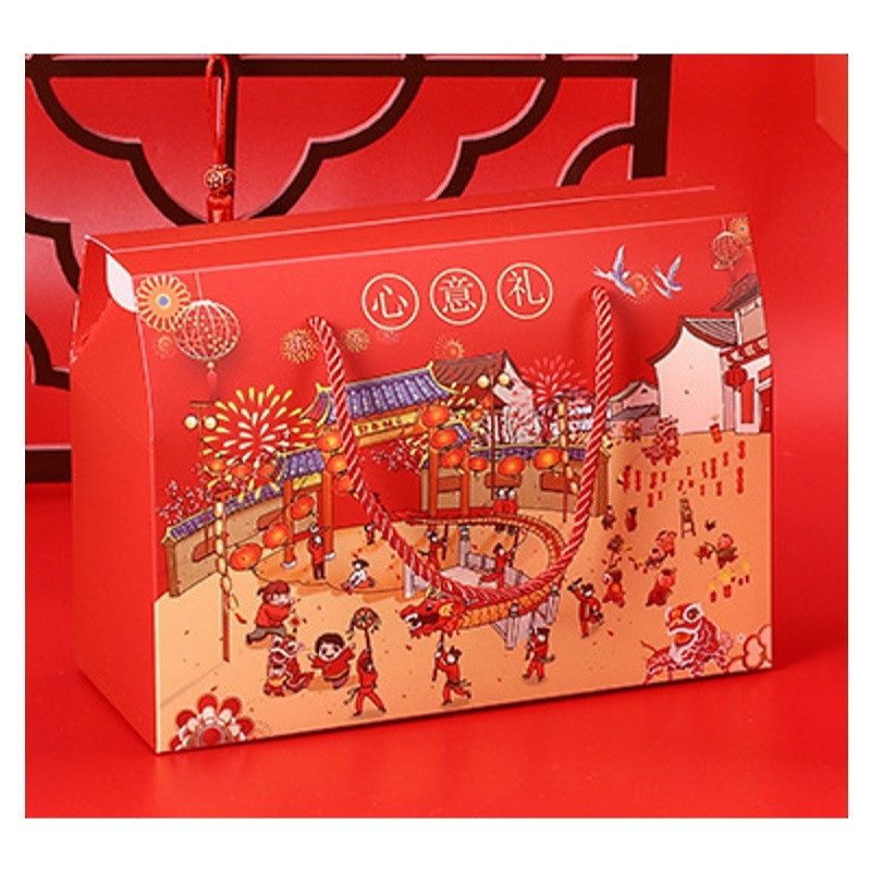 

Tas Tenteng Bingkisan Imlek Motif Heart Warna Merah Bahan Lvory Benang Woll Ukuran Medium 24x18x11 Cm