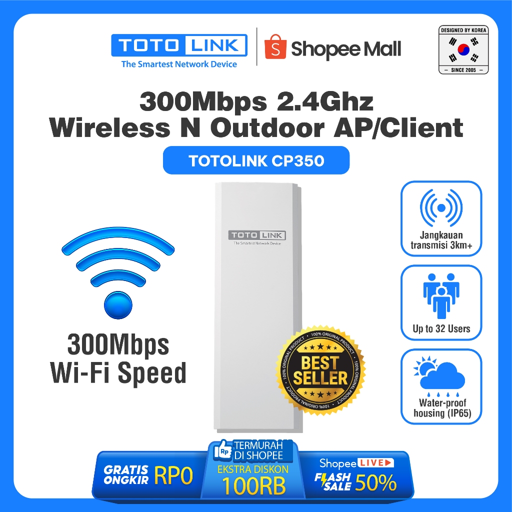 TOTOLINK CP350 - 300Mbps 2.4GHz Wireless Outdoor CPE