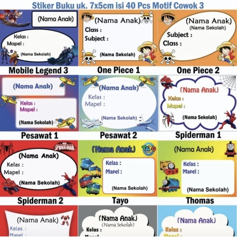 

Stiker Buku Motif Cowok 3/Stiker Nama Buku/Label Nama Buku