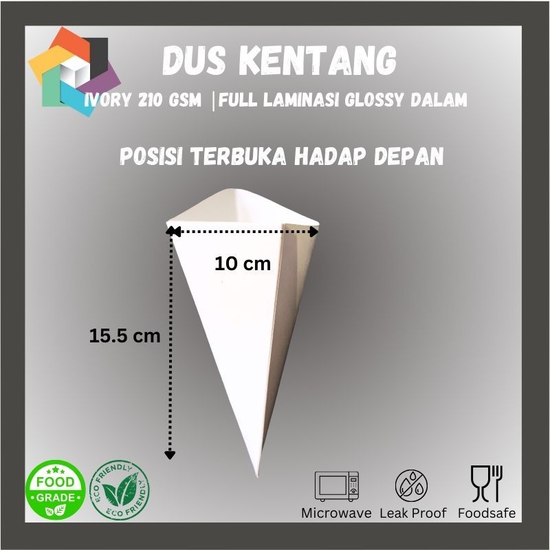 Snack Box Kentang Goreng Polos | Dus Churros | Kemasan French Fries kekinian Ivory 210gsm FULL Lamin