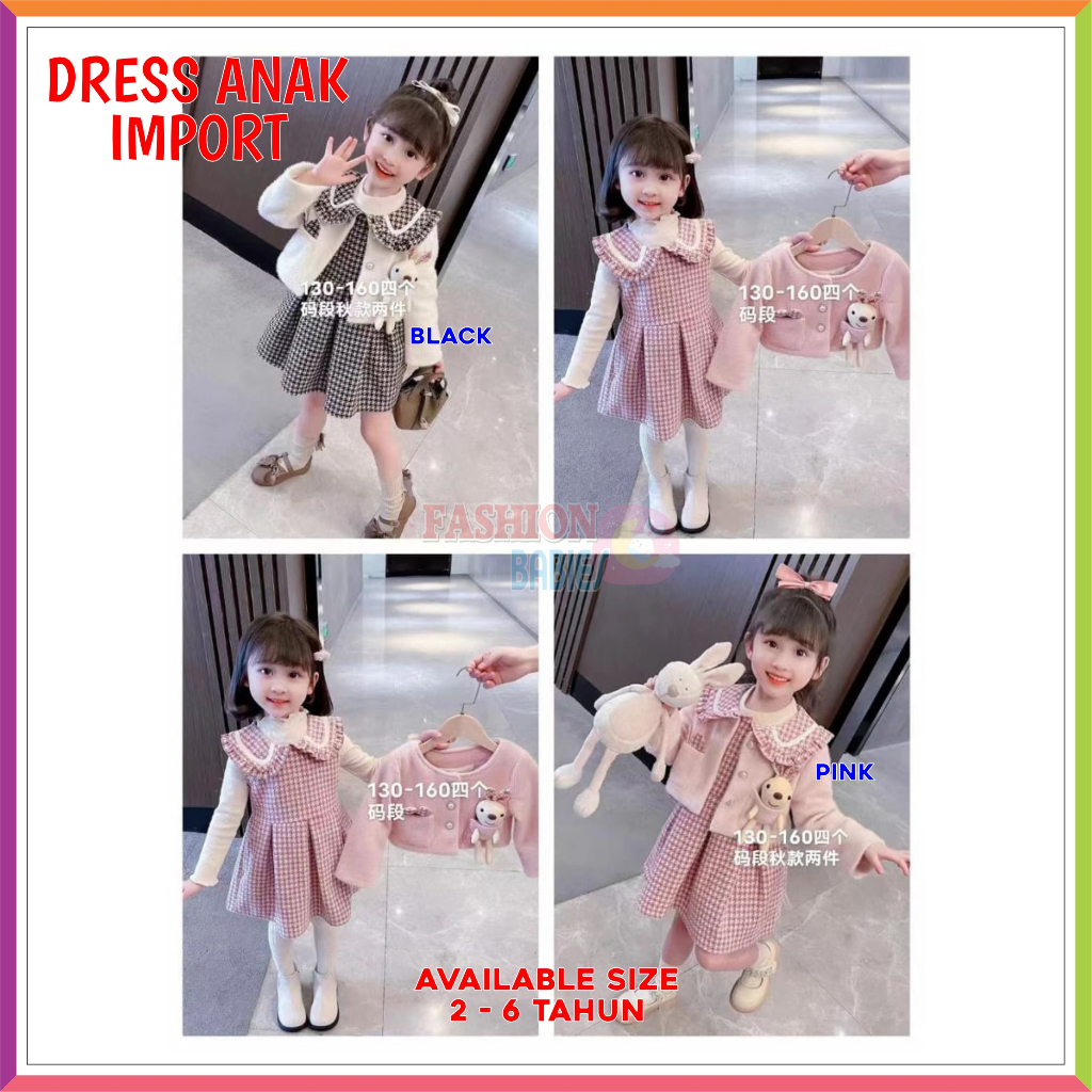 DRESS ANAK ROMPI BONEKA IMPORT / SETELAN ANAK PEREMPUAN KOREA STYLE