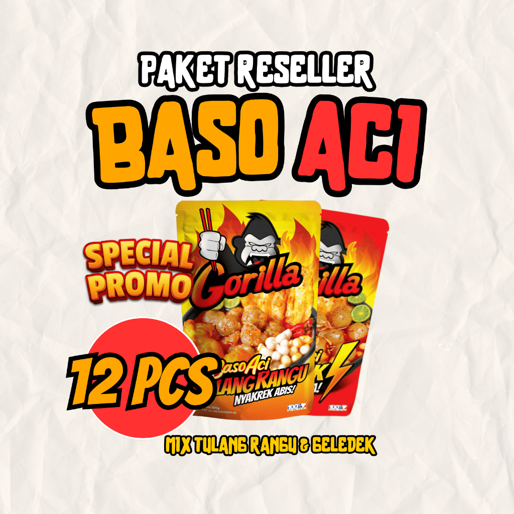 

[PAKET HEMAT RESELLER] 12 PCS MIX BASO ACI PEDAS TULANG RANGU DAN GLEDEEK KHAS GARUT