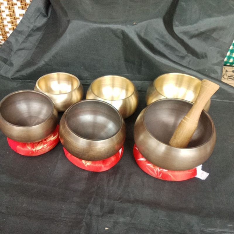 singing bowl bajre uter Tibet lengkap (singing bowl+stick uter+alas bantalan)