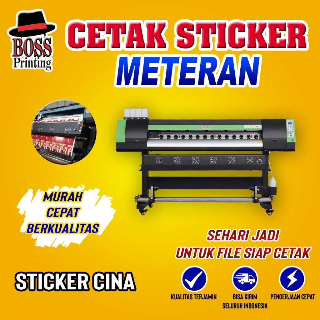 Cetak sticker meteran | Cetak sticker cina | Print sticker | Cetak sticker indoor | sticker label ma