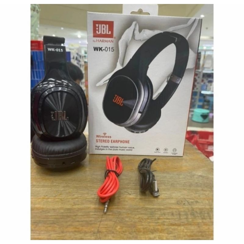 HEADPHONE BANDO BLUETOOTH JBL WK-015 WIRELESS EARPHONE SUARA BAS