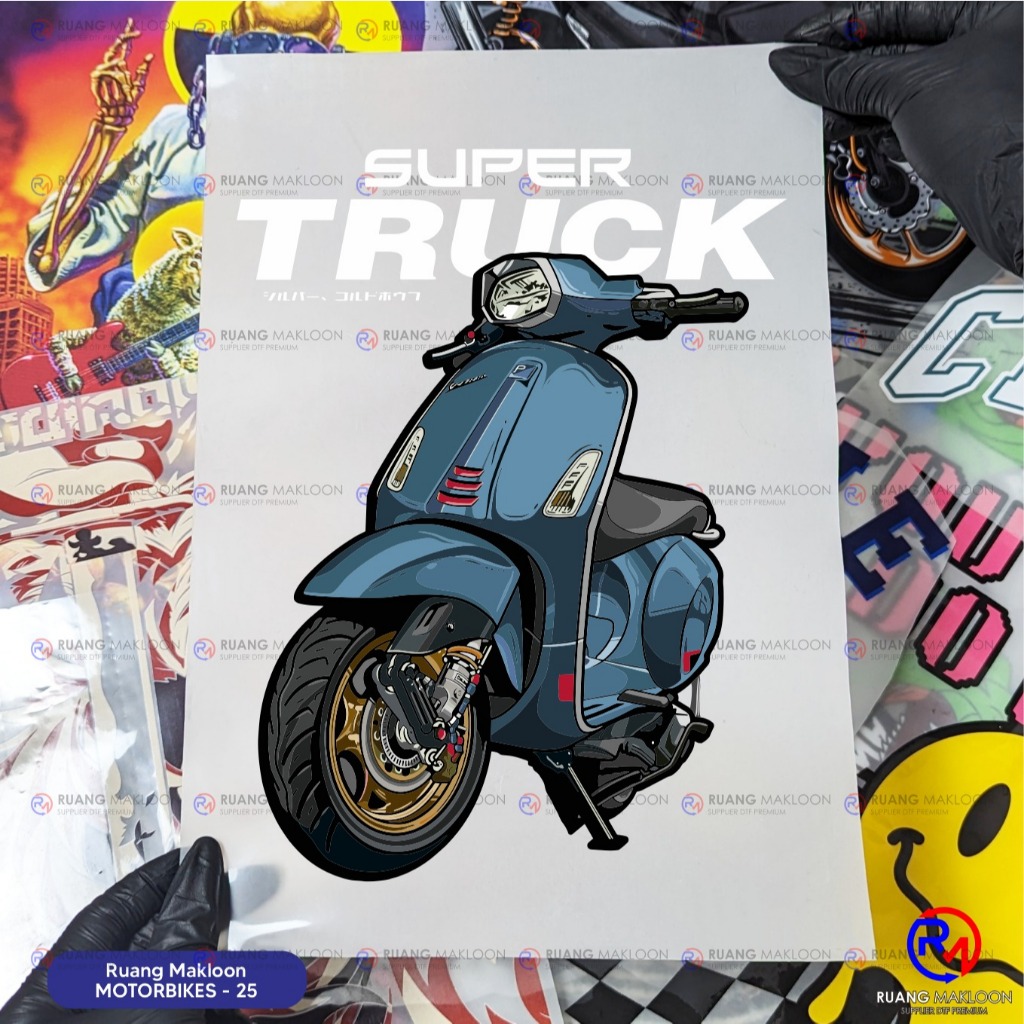 Sablon Setrika Sablon DTF Satuan A3 MOTORBIKES - SIAP PRESS