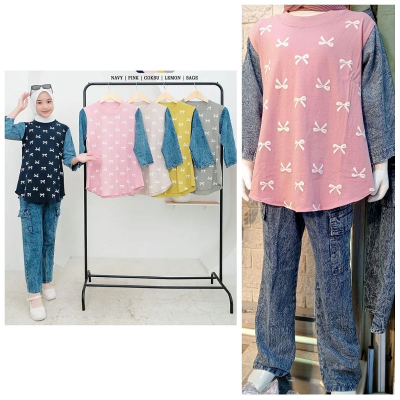 Stelan levis ready, anakperempuan, anaklebaran, setelan murah, stelan viral, set anak, baju lebaran,