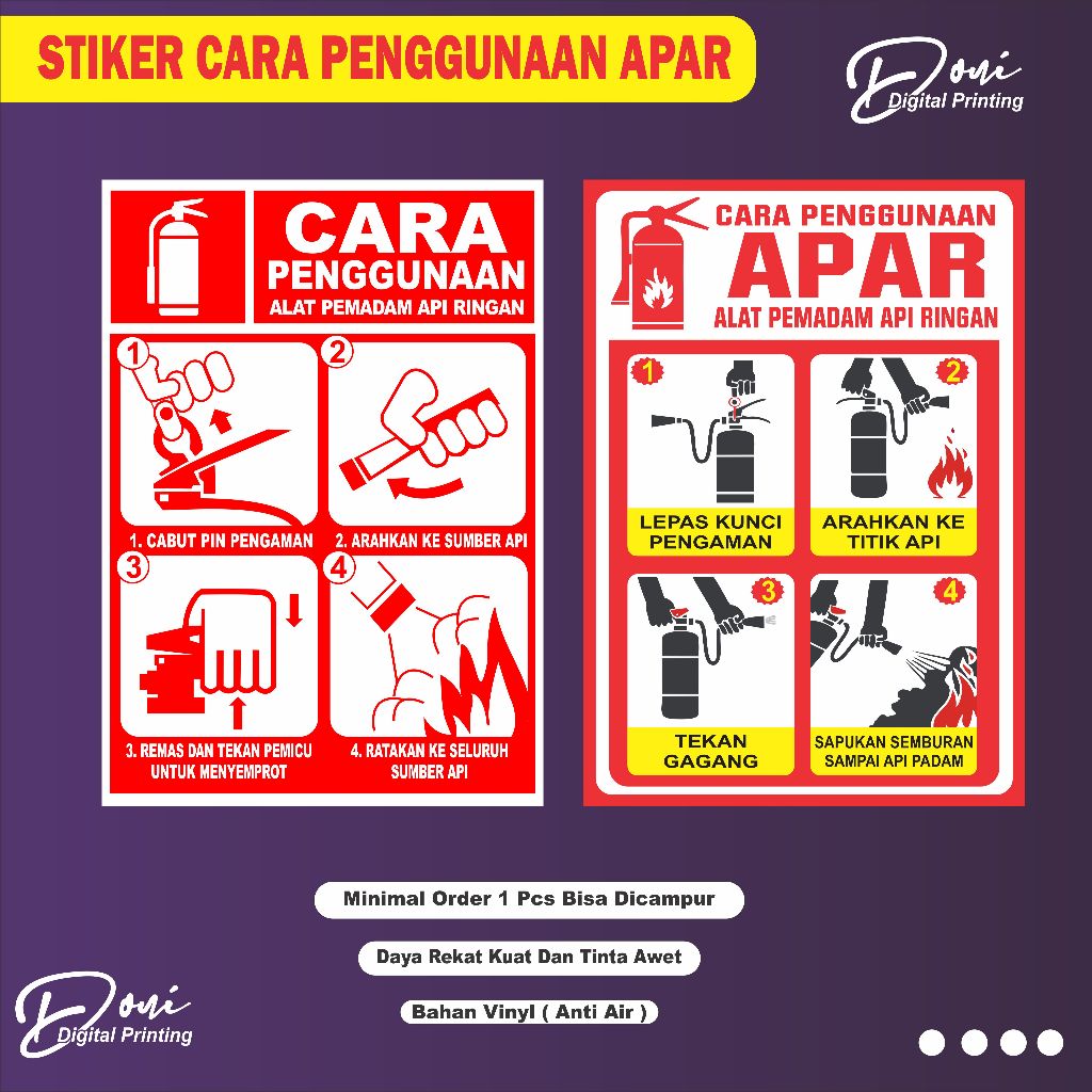 

Stiker Cara Menggunakan Apar / Stiker Apar / Stiker Alat Cara Pemadam Kebakaran