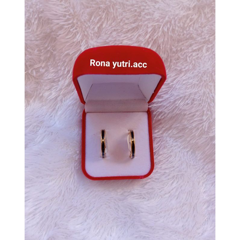 cincin couple nikah tunangan hitam lis kuning permata