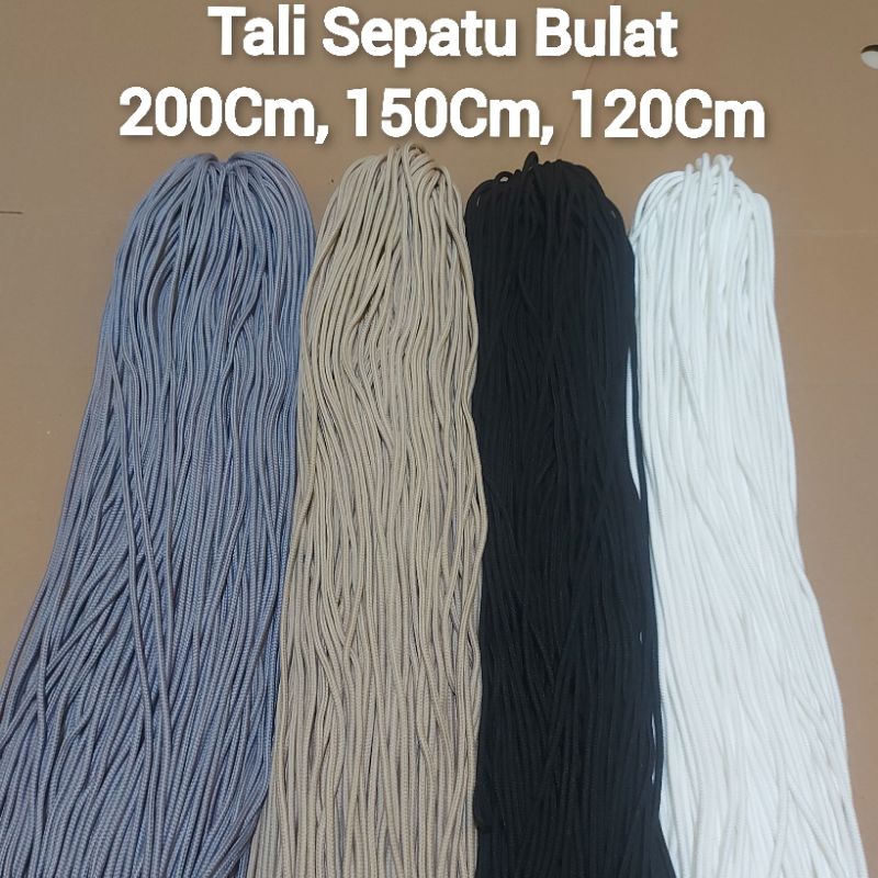 Sepasang Tali Sepatu Bulat Panjang 2 Meter, 1.5 Meter, 1.2 Meter ( 200Cm, 150Cm, 120Cm ) Warna Hitam
