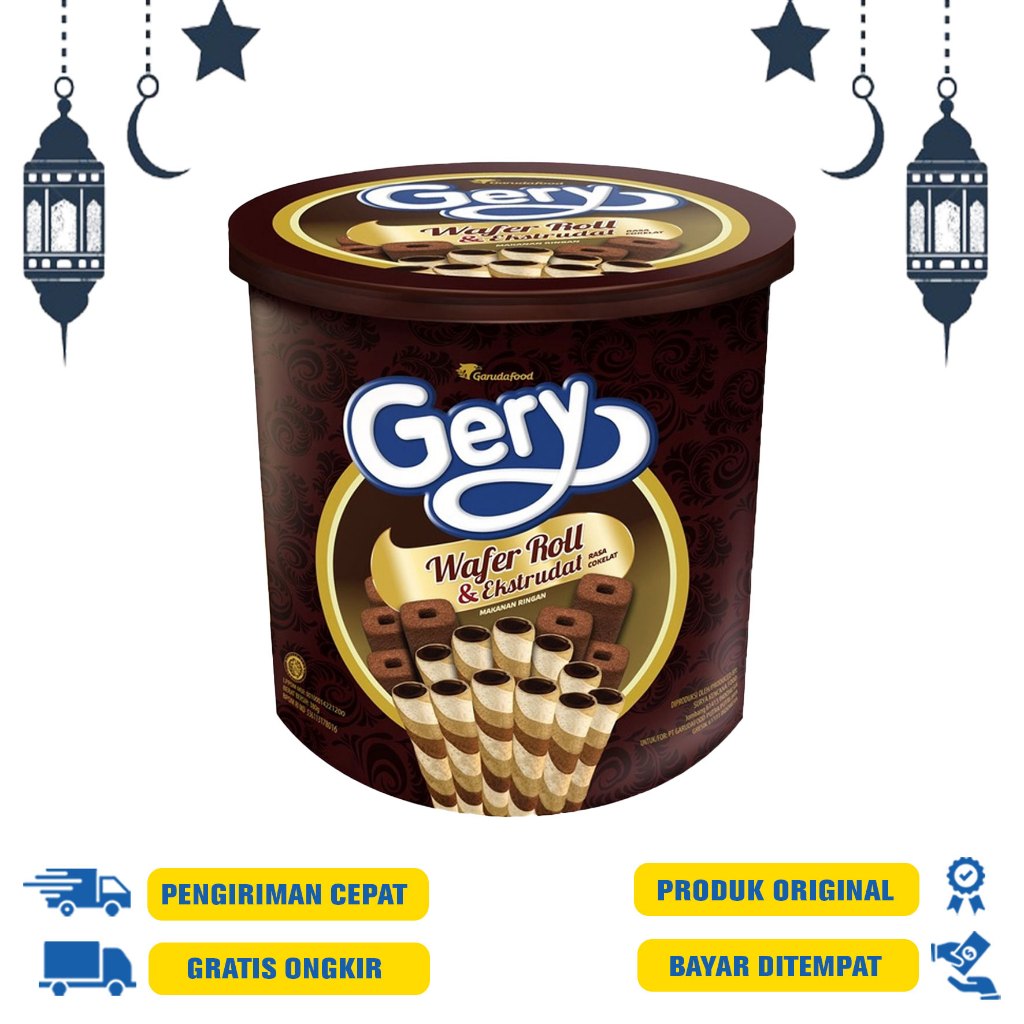 

Gery Wafer Roll & Exstrudat 350gr Toples | Wafer Roll Coklat