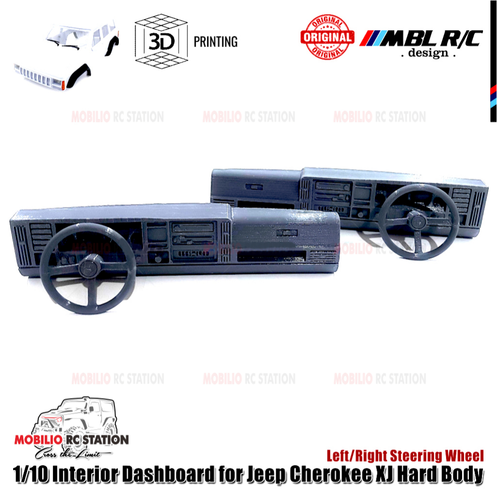 1/10 Interior Dashboard 3D Printing for RC Jeep Cherokee XJ Hard Body Left/Right Steering Wheel